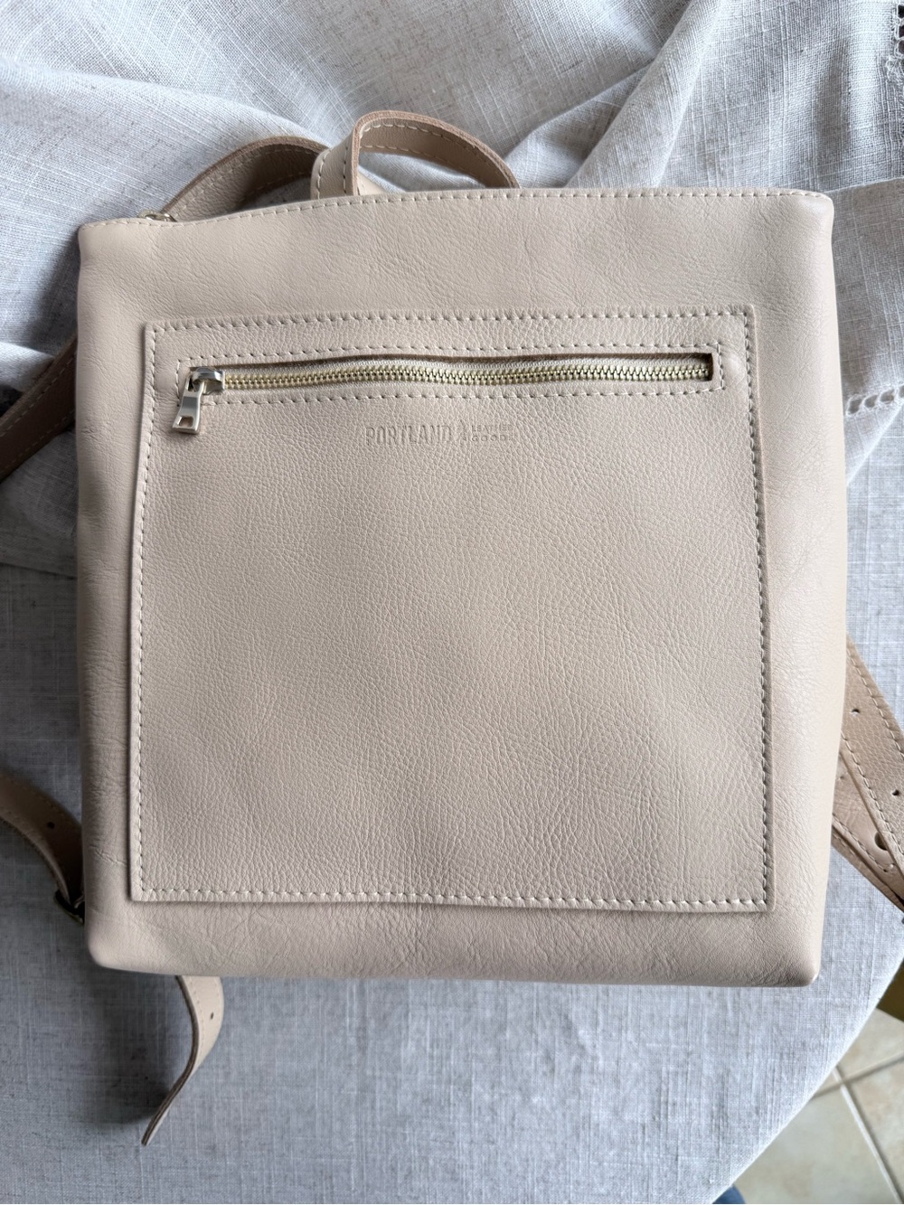 Portland Leather Goods Classic Tote Backpack Cream Leather NWOT